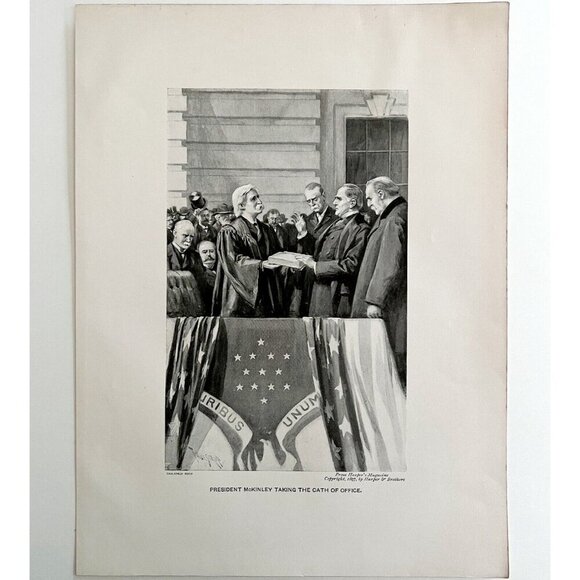 1897 President McKinley Taking Oath Of Office Typogravure Victorian DWS4 - Picture 2 of 2